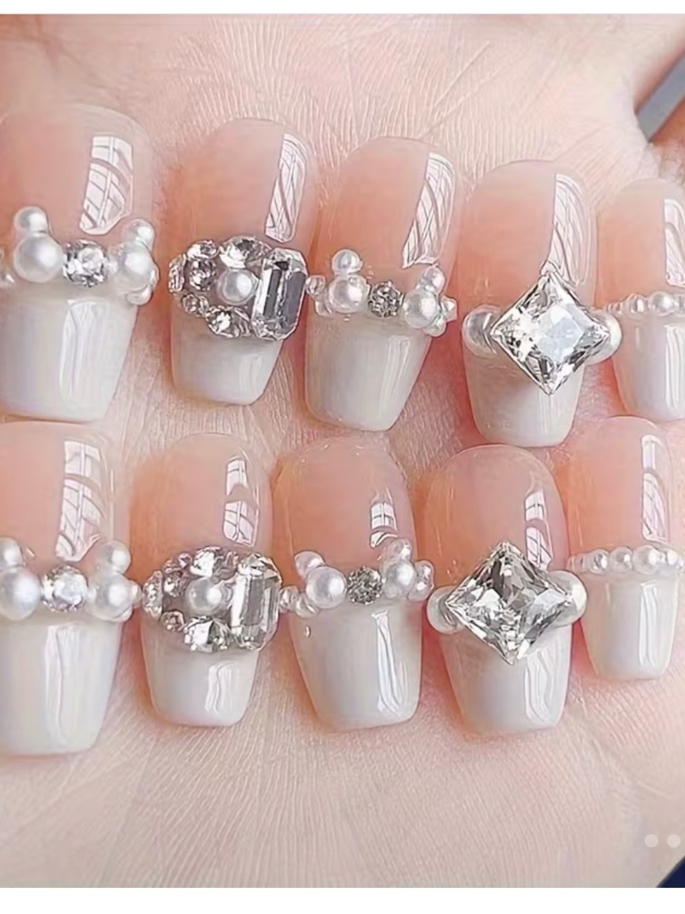 10PCS of Handmade Medium -length Base Color Press-On Nails, Easy & Elegant M - Picture 5 of 7